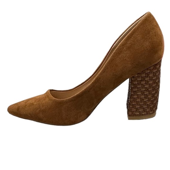 Vici Mary chestnut micro suede woven texture on block heel - Picture 8 of 11